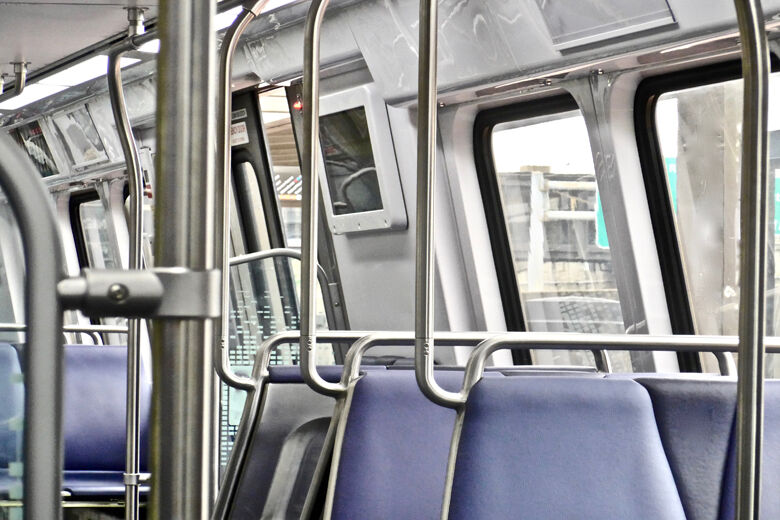 Interior of Metro subway railcar in Washington, DC