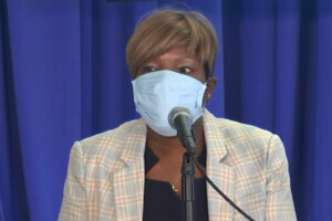 D.C. Health Director Dr. LaQuandra Nesbitt speaks during a Monday news conference.