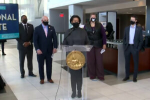 D.C. Mayor Muriel Bowser speaks at a news conference Wednesday, declaring gun violence in the city to be a public health crisis.