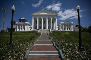 Protesters Demonstrate Outside The Virginia Capitol For Government To Ease Stay At Home Orders And Open Businesses Up