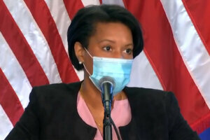 D.C. Mayor Muriel Bowser speaks during a news conference Monday.