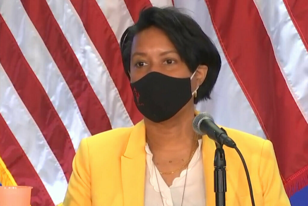 D.C. Mayor Muriel Bowser speaks at a news conference Thursday.
