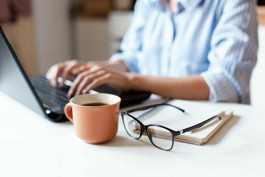 Person working remotely.