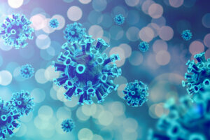 3D illustration. Coronavirus 2019 ncov and virus background with disease cells.