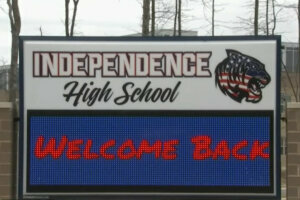 A sign for Independence High School is seen. (Courtesy NBC Washington)