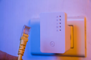 Closeup of ethernet cable