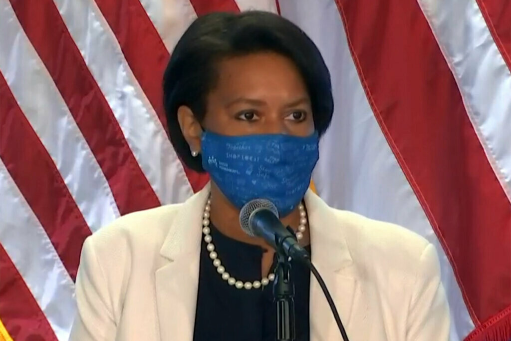 D.C. Mayor Muriel Bowser talked to reporters at a news conference Monday.