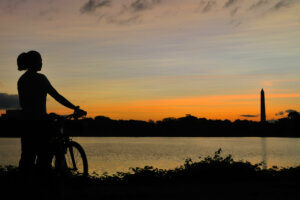 Early morning bike ride by the Potomac River