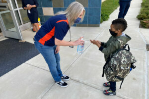 Tulip Grove Elementary students in Prince George's County, Maryland, returned to school Thursday as part of the county's hybrid program.