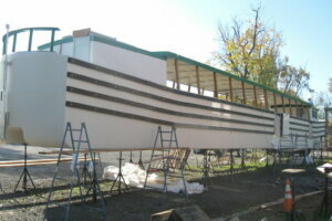Canal boat under construction Fall