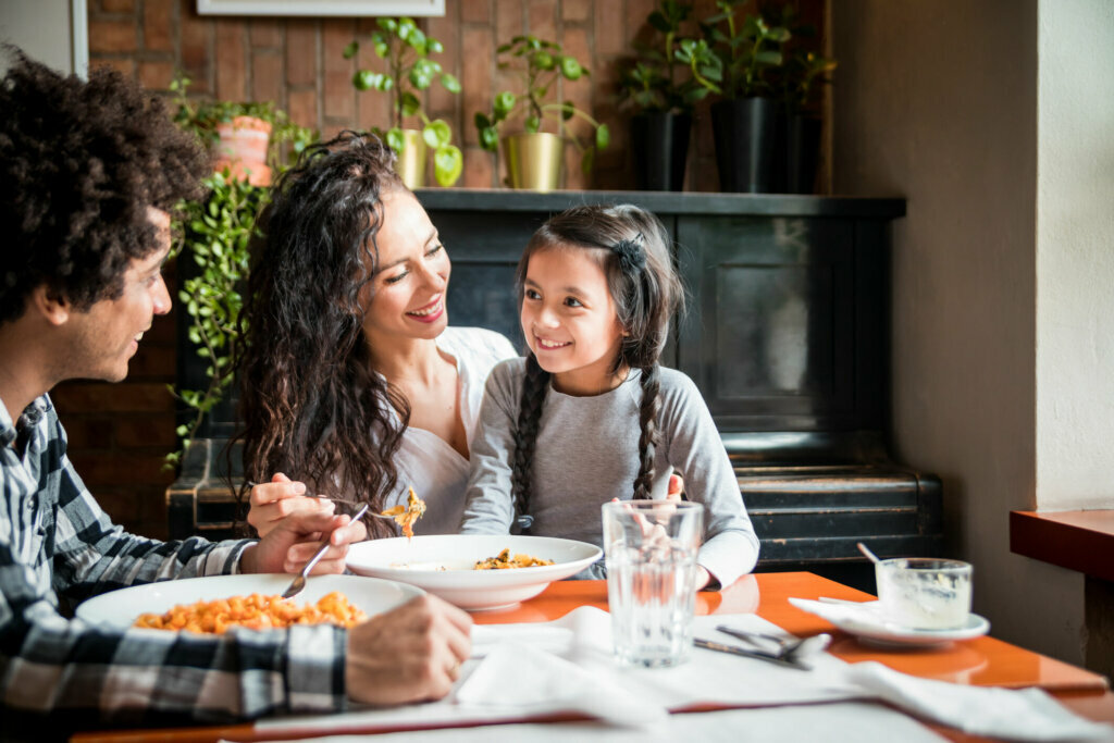 Family at restaurant