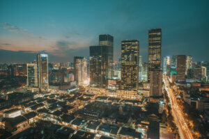 City sunset in china Chengdu