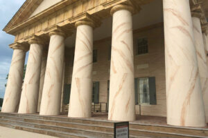 The Porticco columns of the Arlington House were repainted by hand.
