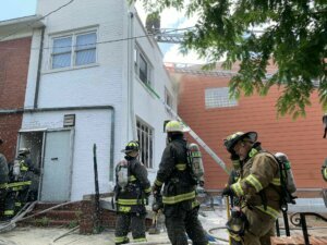 DC Firefighters battle two alarm fire in Takoma neighborhood.