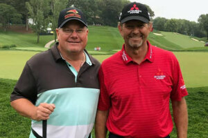 Drew Forrester is pictured with Retief Goosen