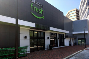Amazon's newest Fresh store, at 5463 Wisconsin Avenue, is next to the Friendship Heights Metro stop. (WTOP/Jeff Clabaugh)