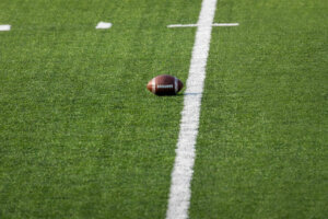 Football placed on field – Ready for the game