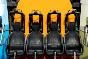 Roller coaster seats at aumsement park