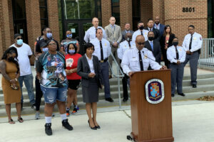 Prince George's County Police Chief Malik Aziz and County Executive Angela Alsobrooks provide an update on the arrest of three people in the shooting death of 8 year old PJ Evans.