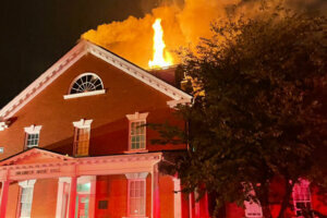 The fire that broke out at Hood College in Frederick, Maryland, was caused by a lightning strike, officials said Wednesday.