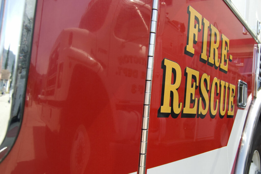 Side panel of fire truck