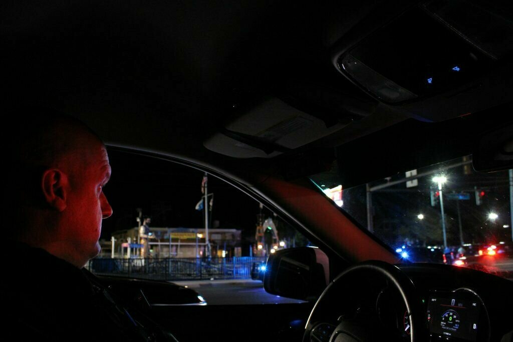 Capt. Nate Passwaters of the Worcester County Sheriff's Office patrols during the H2oi unsanctioned car event in Ocean City. Photo by Hannah Gaskill.