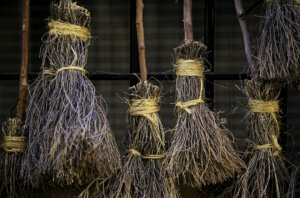 Detail of brooms for witches at halloween