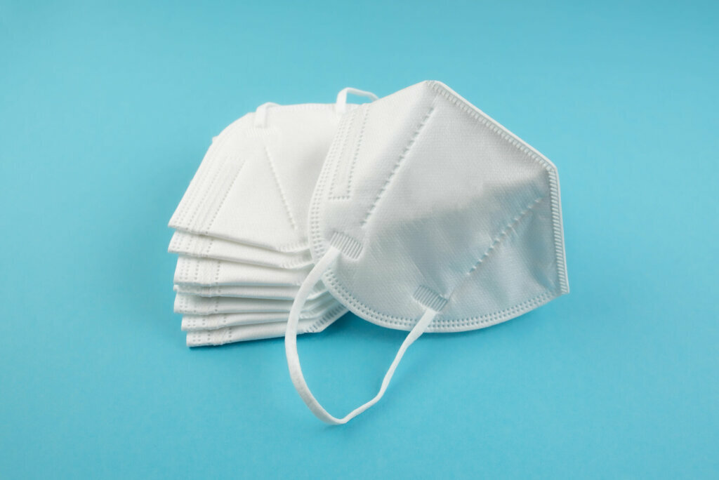 Stack of FFP2 or N95 respirator face masks