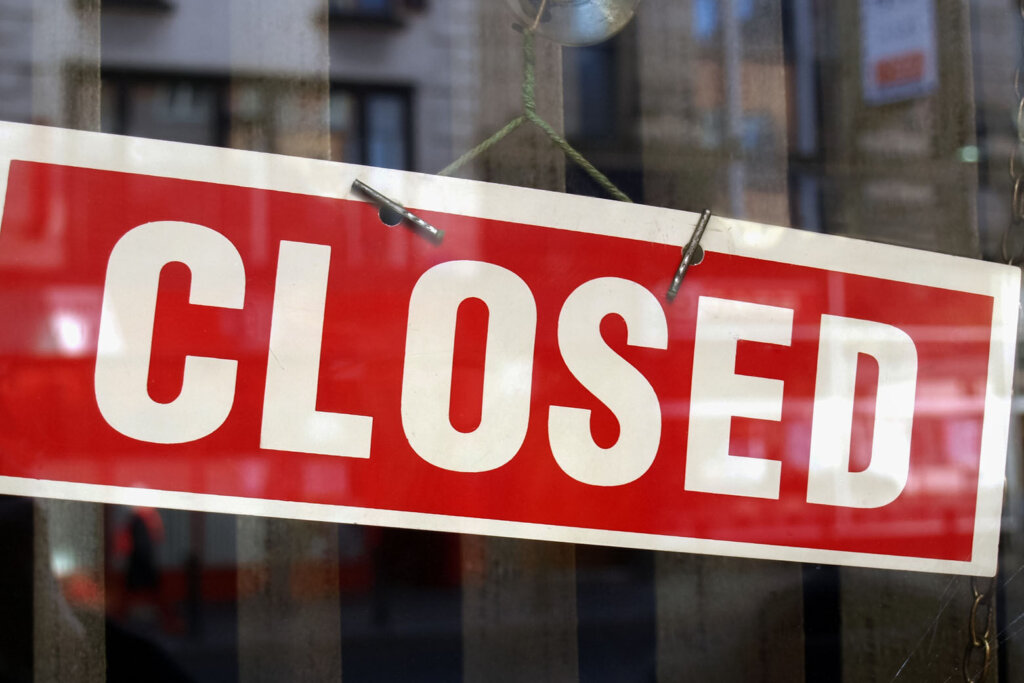 Closed sign in shop window
