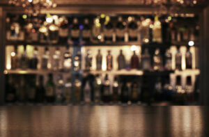 Empty wooden bar counter