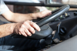 A bus driver at work