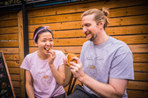 Yuri and Jason Oberbilling. (Courtesy SakuSaku Flakerie)