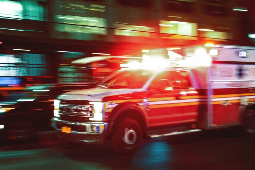 Motion blur ambulance United States