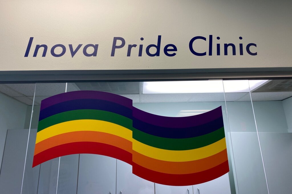 Pride flag at Inova Pride Clinic