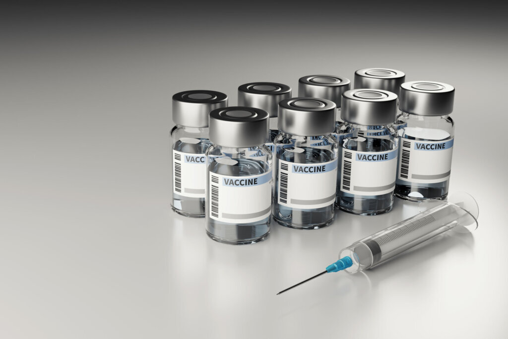 Vaccine and injection, 3d rendering
