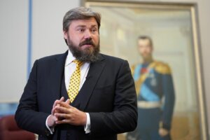 Konstantin Malofeev, chairman of the board of directors of the Tsargrad media group, speaks during an interview with Reuters in Moscow