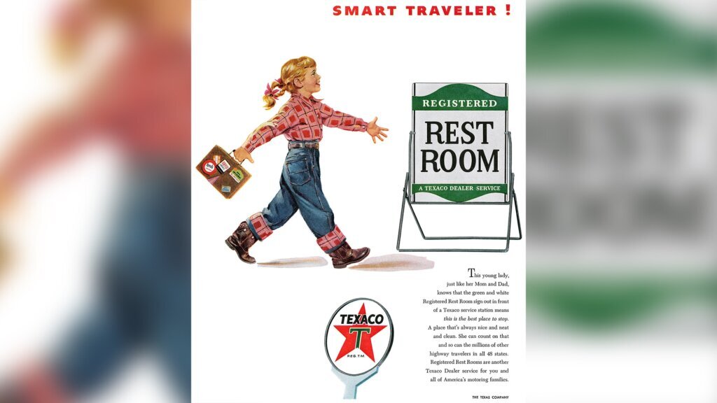 1954 U.S. advertisement for Texaco service stations.. Image shot 1954. Exact date unknown.