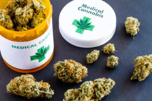 Medical Marijuana Buds on Black Background