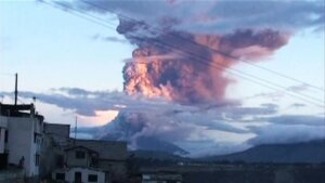 Ecuador volcano spews smoke and ash miles into the air