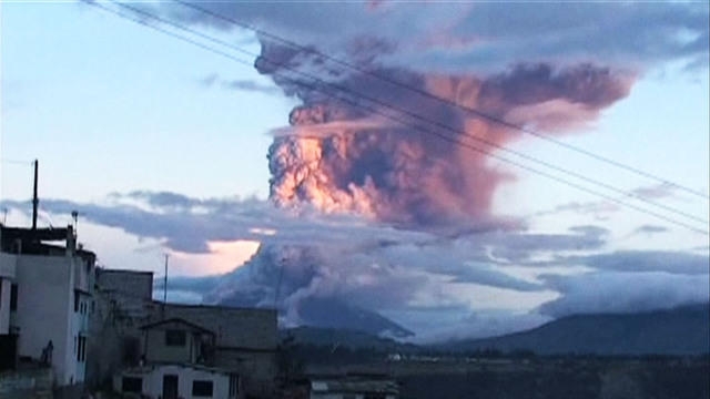 Ecuador volcano spews smoke and ash miles into the air