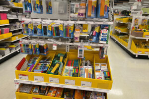 Back to school supplies are seen in a store. (WTOP/Anne Kramer)