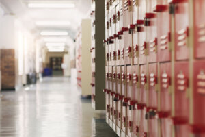 Shot of an empty corridor in a high school