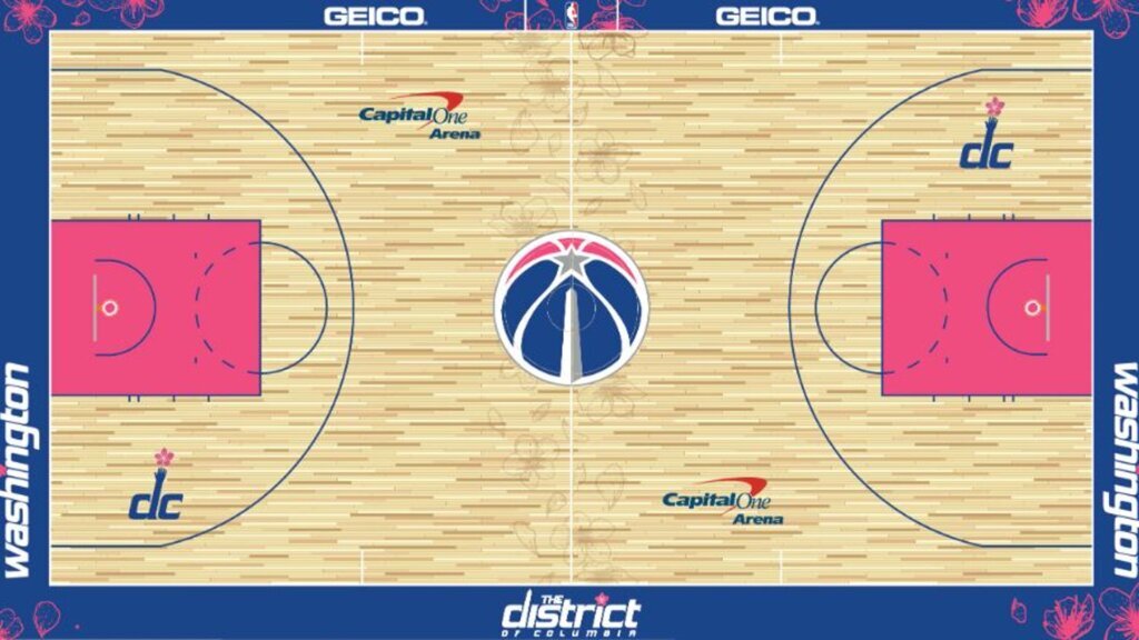 See the Wizards new cherry blossom themed court