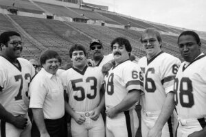 Mark May, Joe Bugel, Jeff Bostic, George Starke, Russ Grimm, Joe Jacoby