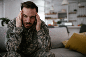 Young marine having PTSD.