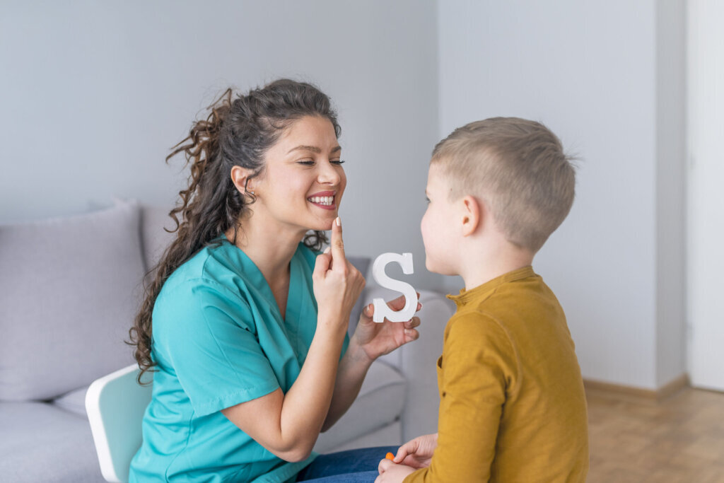Cute little boy at speech therapist office