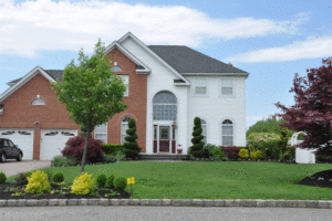 Beautiful Suburban Home with Pesticide Sign