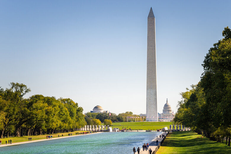 National Mall in Washington DC on a Clear Autumn Day