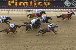 Horses racing at Pimlico