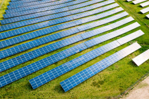 Photovoltaic farm as a renewable energy source.